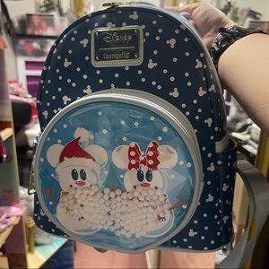 Loungefly snowman Mickey Minnie backpack